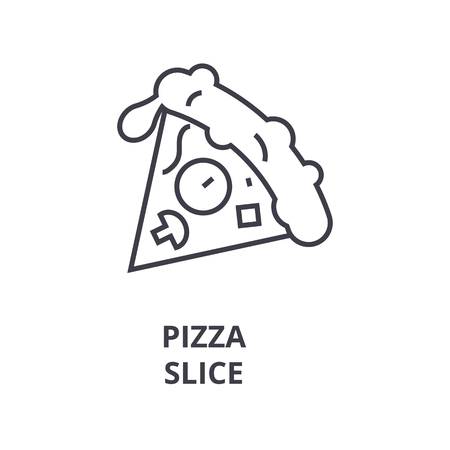 pizza slice line icon, outline sign, linear symbol, flat vector illustrationのイラスト素材