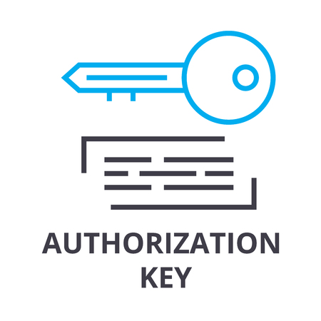 authorization key thin line icon, sign, symbol, illustation, linear concept vectorのイラスト素材