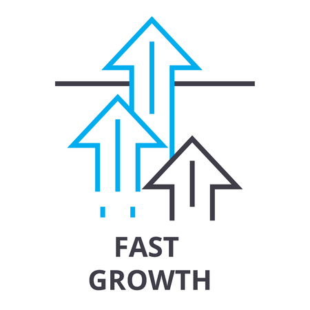 Fast growth thin line icon with arrows.のイラスト素材