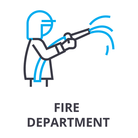 fire department thin line icon, sign, symbol, illustation, linear concept vector のイラスト素材