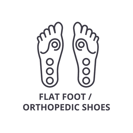 flat foot, orthopedic shoes thin line icon, sign, symbol, illustation, linear concept vector のイラスト素材