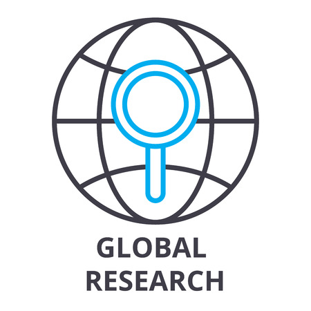 Global research thin line iconのイラスト素材