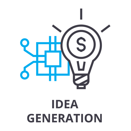 idea generation thin line icon, sign, symbol, illustation, linear concept vector のイラスト素材