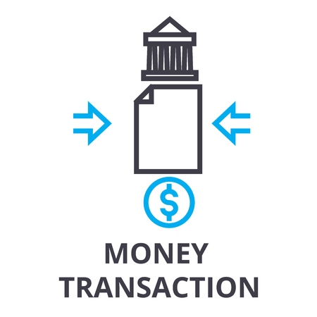 money transaction thin line icon, sign, symbol, illustation, linear concept vector のイラスト素材