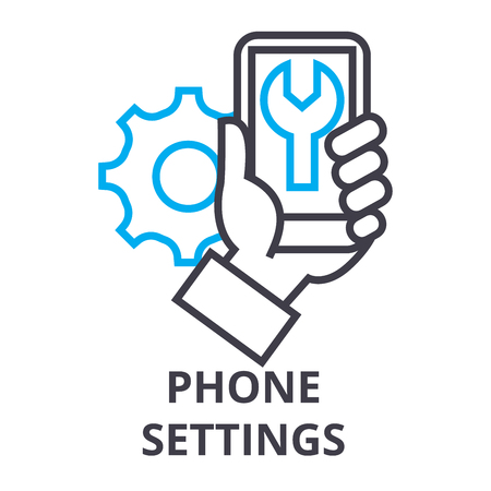 phone settings thin line icon, sign, symbol, illustation, linear concept vectorのイラスト素材