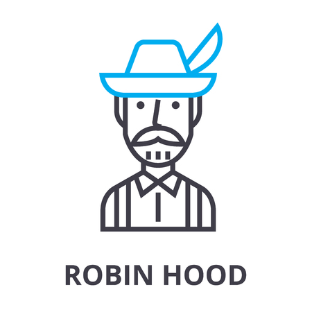 robin hood thin line icon, sign, symbol, illustation, linear concept vectorのイラスト素材
