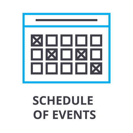 schedule of events thin line icon, sign, symbol, illustation, linear concept vectorのイラスト素材