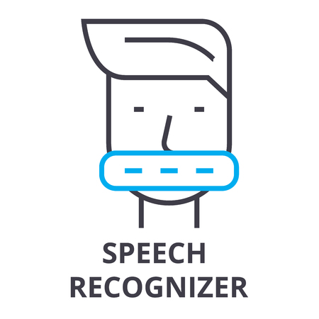 Speech recognizer thin line icon, sign, symbol, illustration, linear concept vector.のイラスト素材