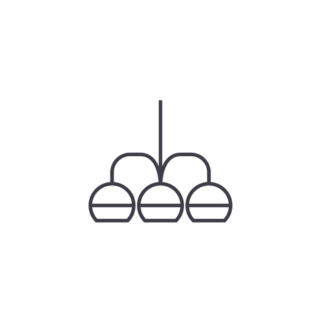 chandelier vector line icon, sign, illustration on white background, editable strokesのイラスト素材