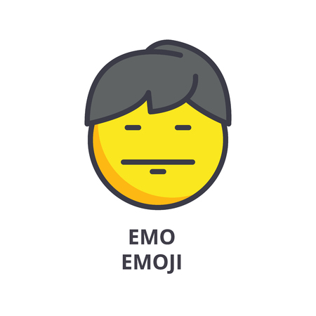 emo emoji vector line icon, sign, illustration on white background, editable strokesのイラスト素材