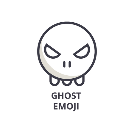 ghost emoji vector line icon, sign, illustration on white background, editable strokesのイラスト素材