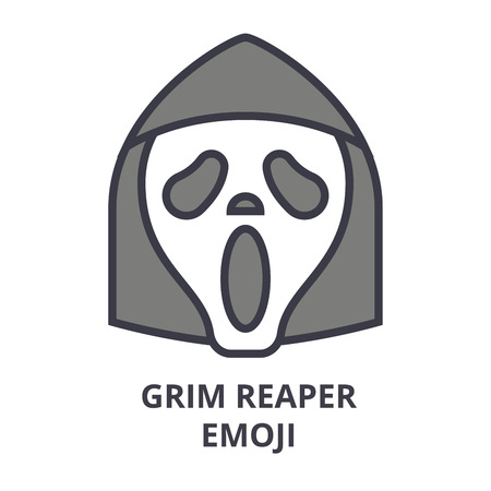 grim reaper emoji vector line icon, sign, illustration on white background, editable strokesのイラスト素材