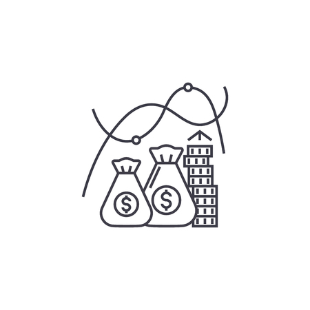 growing money vector line icon, sign, illustration on white background, editable strokesのイラスト素材