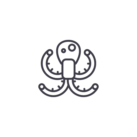 octopus vector line icon, sign, illustration on white background, editable strokesのイラスト素材