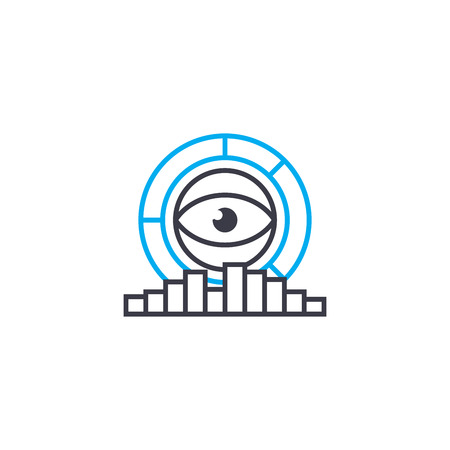 Analytical research system vector thin line stroke icon. Analytical research system outline illustration, linear sign, symbol isolated concept.のイラスト素材