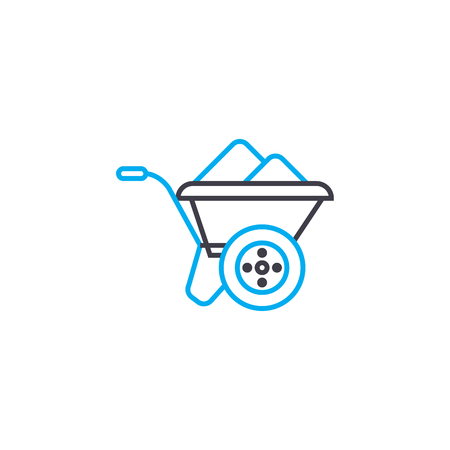 Building trolley vector thin line stroke icon. Building trolley outline illustration, linear sign, symbol isolated concept.のイラスト素材