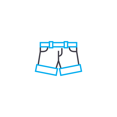 Mens shorts vector thin line stroke icon. Mens shorts outline illustration, linear sign, symbol isolated concept.のイラスト素材
