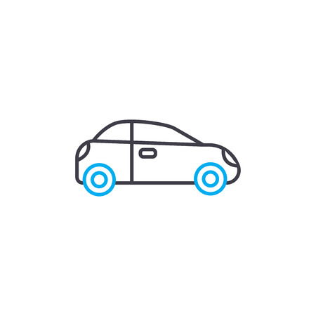 Small car vector thin line stroke icon. Small car outline illustration, linear sign, symbol isolated concept.のイラスト素材
