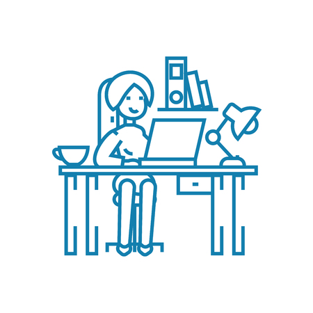 Chief accountant line icon, vector illustration. Chief accountant linear concept sign.のイラスト素材