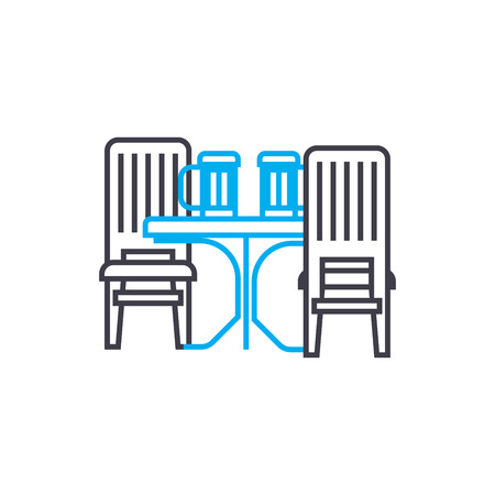 Kitchen furniture line icon, vector illustration. Kitchen furniture linear concept sign.のイラスト素材