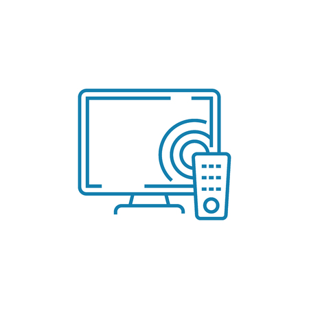 Television technology line icon, vector illustration. Television technology linear concept sign.のイラスト素材