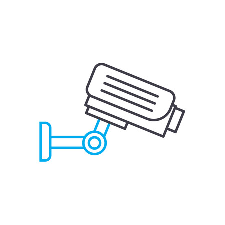 Video surveillance system line icon, vector illustration. Video surveillance system linear concept sign.のイラスト素材