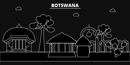 Botswana silhouette skyline, Botswana vector city, botswanan linear architecture, buildingline travel illustration, landmarkflat icon, botswanan outline design, bannerのイラスト素材