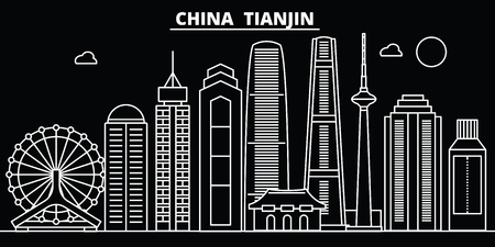 Tianjin Silhouette Skyline China Tianjin Vector City Chinese