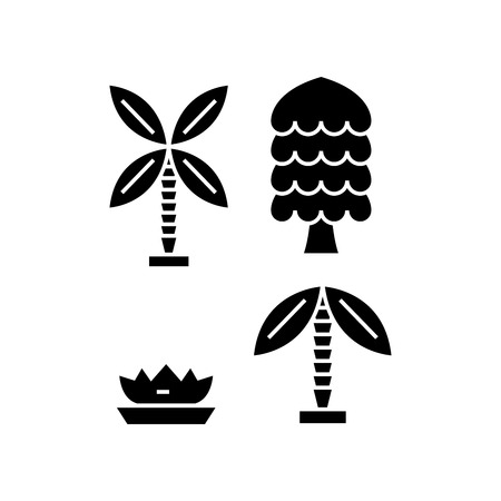Palm tree black icon, vector illustration. Palm tree  concept sign.のイラスト素材
