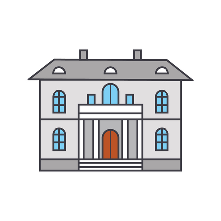 Cute villa line icon, vector illustration. Cute villa flat concept sign.のイラスト素材