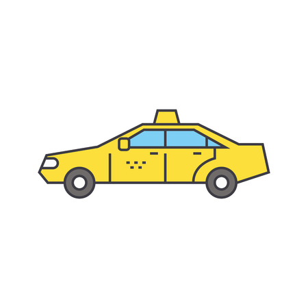 Taxi line icon, vector illustration. Taxi flat concept sign.のイラスト素材