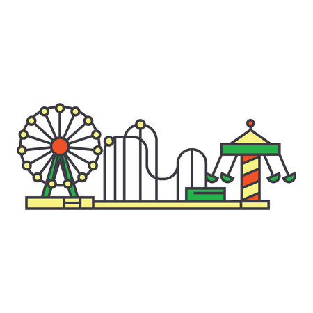 Amusement park line icon, vector illustration. Amusement park flat concept sign.のイラスト素材