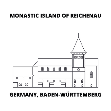Germany, Baden-Wurttemberg, Monastic Island Of Reichenau line icon, vector illustration. Germany, Baden-Wurttemberg, Monastic Island Of Reichenau linear concept sign.のイラスト素材