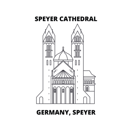 Germany, Speyer, Speyer Cathedral line icon, vector illustration. Germany, Speyer, Speyer Cathedral linear concept signのイラスト素材