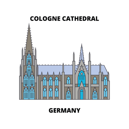 Cologne Cathedral, Germany  line icon, vector illustration. Cologne Cathedral, Germany  flat concept sign.のイラスト素材