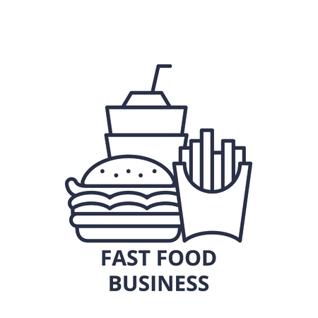 Fast food business line icon concept. Fast food business vector linear illustration, sign, symbolのイラスト素材