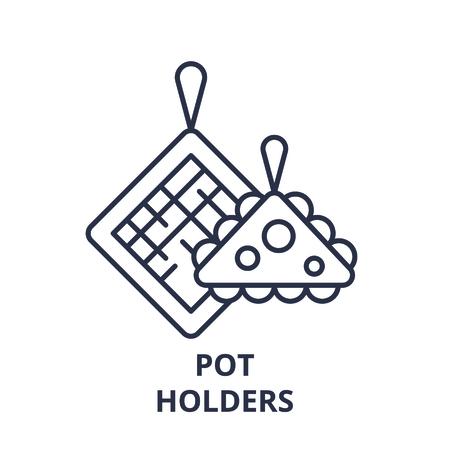 Pot holders line icon concept. Pot holders vector linear illustration, sign, symbolのイラスト素材