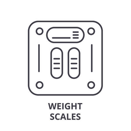 Weight scales line icon concept. Weight scales vector linear illustration, sign, symbolの写真素材