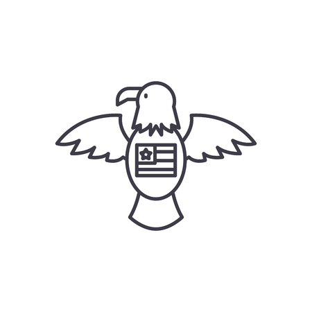 American eagle line icon concept. American eagle vector linear illustration, sign, symbolのイラスト素材