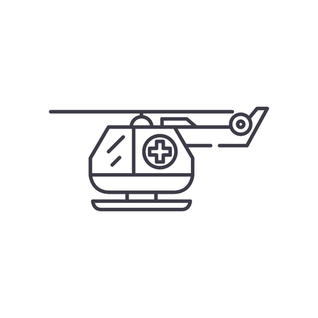 Ambulance helicopter line icon concept. Ambulance helicopter vector linear illustration, sign, symbolのイラスト素材