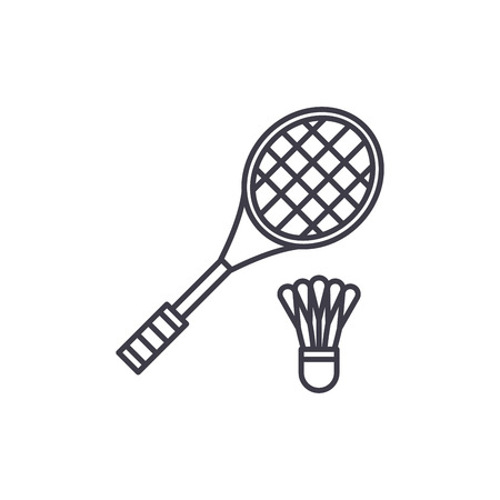 Badminton racket line icon concept. Badminton racket vector linear illustration, sign, symbolのイラスト素材