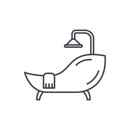 Bath line icon concept. Bath vector linear illustration, sign, symbolのイラスト素材