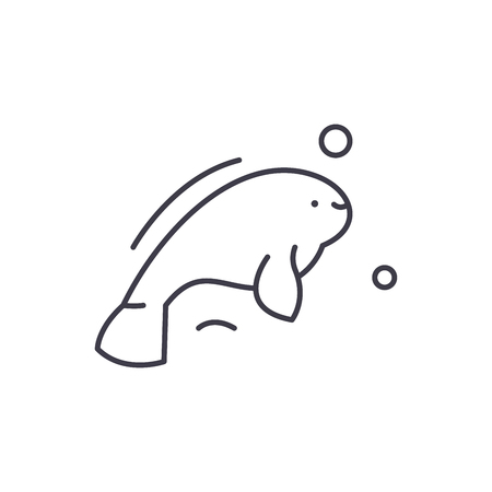 Beluga line icon concept. Beluga vector linear illustration, sign, symbolのイラスト素材