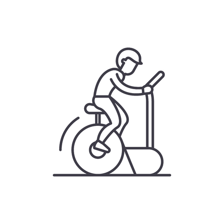 Bicycle training line icon concept. Bicycle training vector linear illustration, sign, symbolのイラスト素材