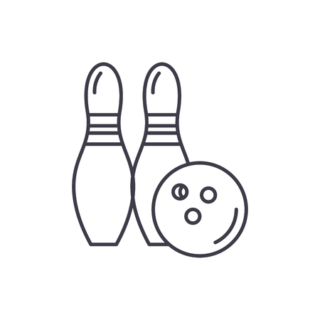 Bowling line icon concept. Bowling vector linear illustration, sign, symbolのイラスト素材