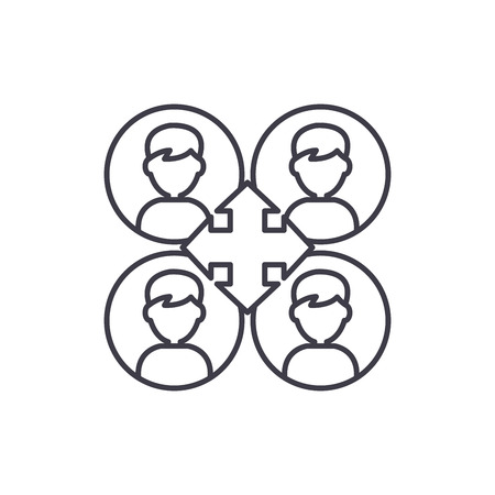 Business networking line icon concept. Business networking vector linear illustration, sign, symbolのイラスト素材