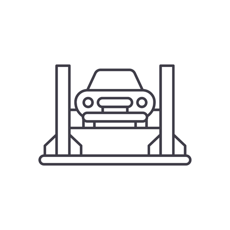 Car repair shop line icon concept. Car repair shop vector linear illustration, sign, symbolのイラスト素材