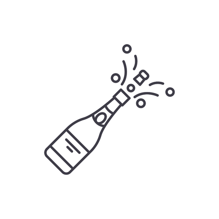 Champagne opening line icon concept. Champagne opening vector linear illustration, sign, symbolのイラスト素材