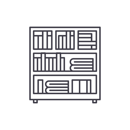Bookcase line icon concept. Bookcase vector linear illustration, sign, symbolのイラスト素材