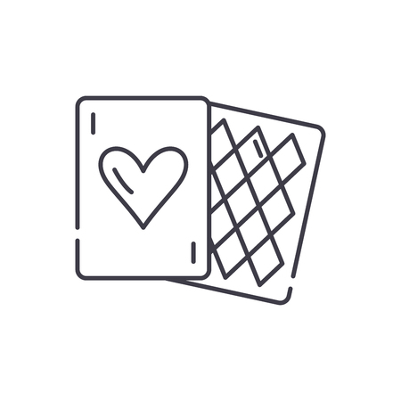Card games line icon concept. Card games vector linear illustration, sign, symbolのイラスト素材